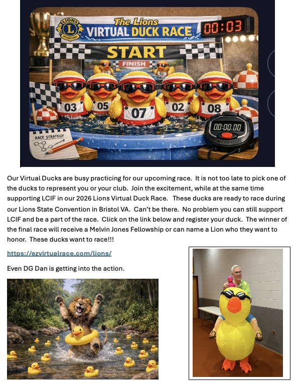 Duck Race Update